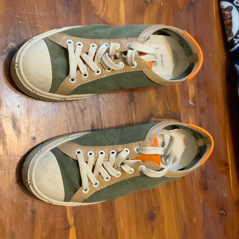 Schultz Olive and Tangerine Sneakers